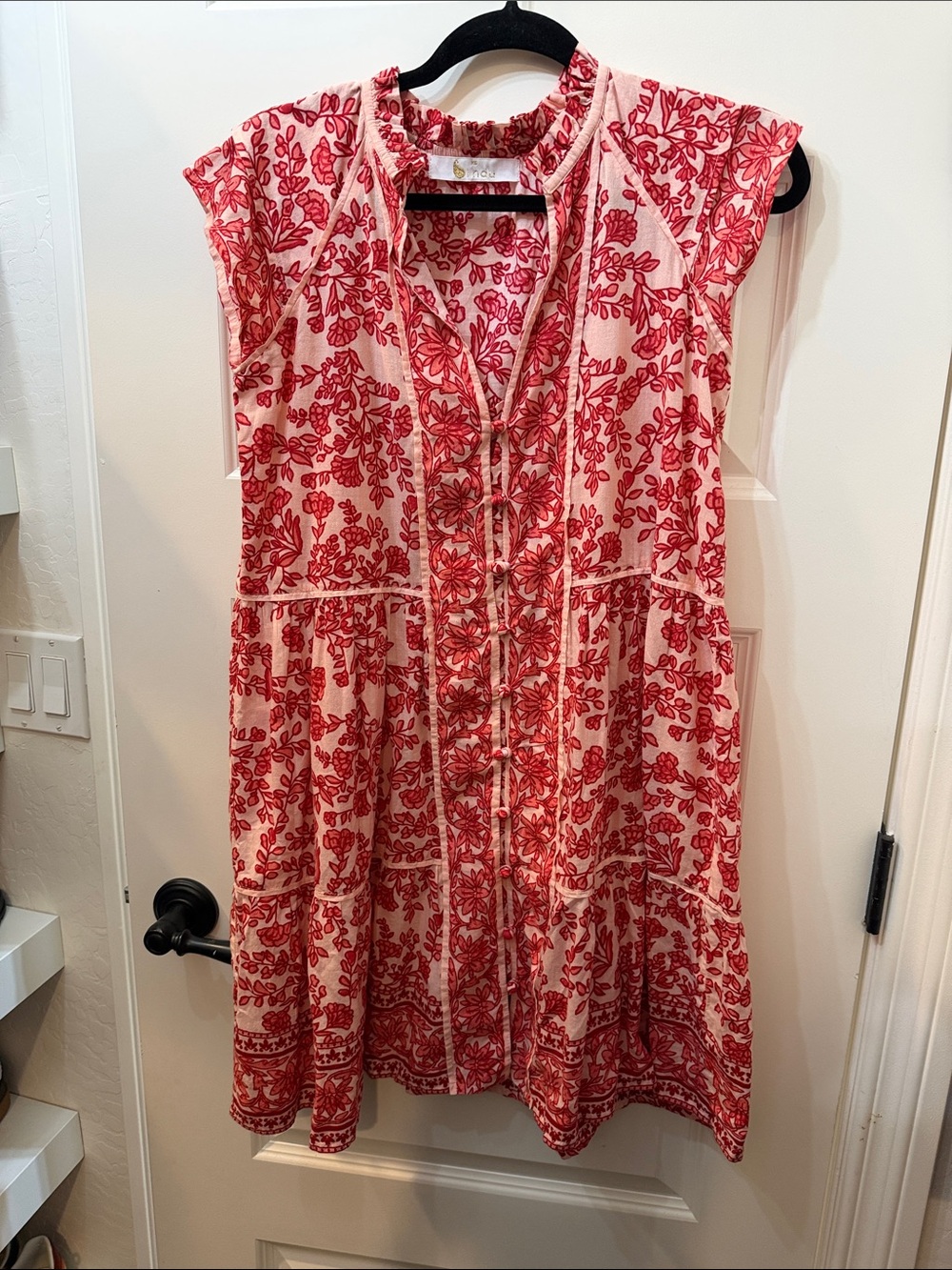 Red Floral Tie-Front Women's Dress Indu brand